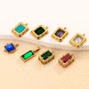 Colorfast Stainless Steel Emerald-Style Gemstone Rectangle Pendant Necklace