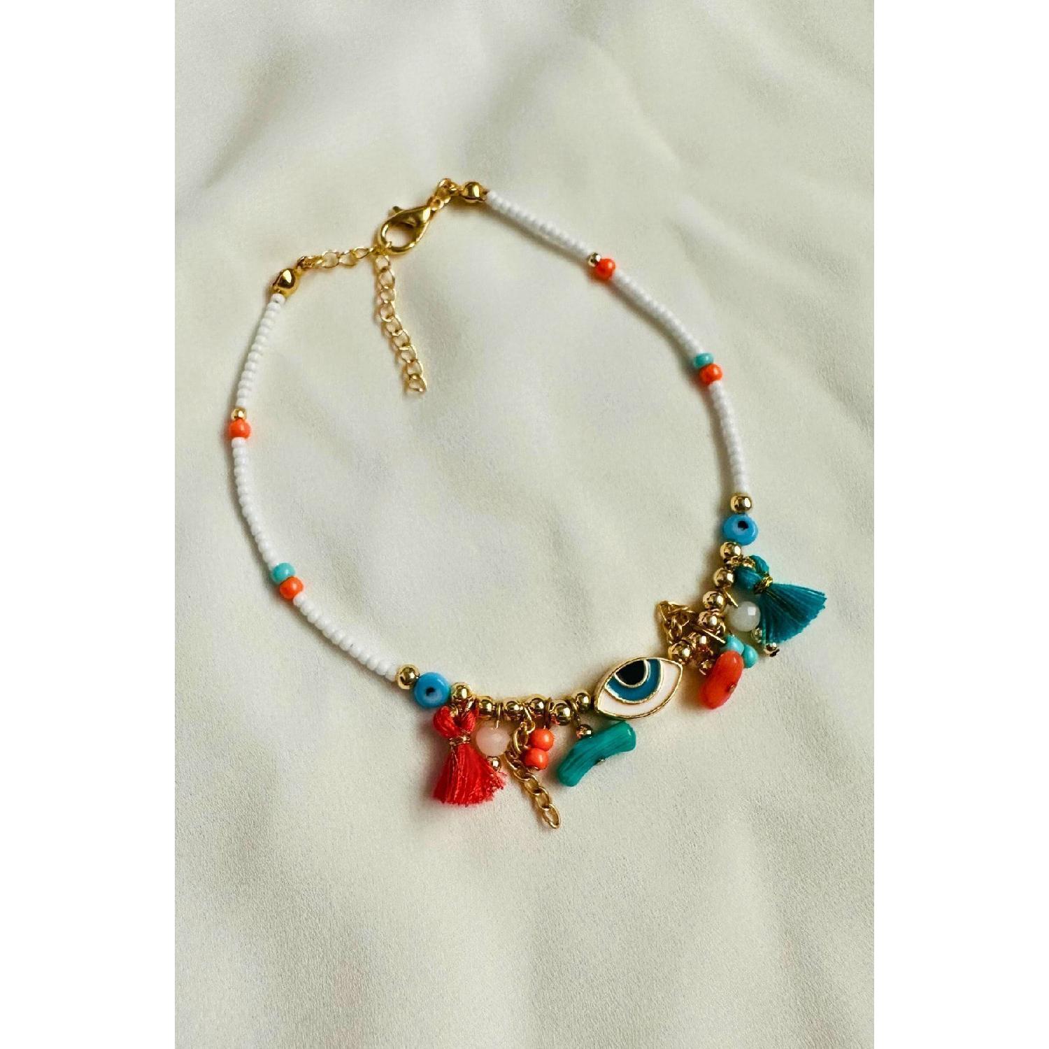 

Evil Eye Tassel Mercandoalt Stone Ankle Hal золотий