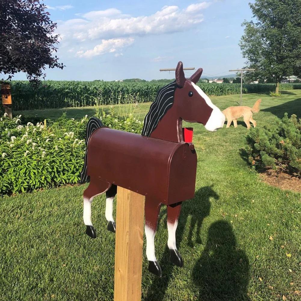 Metal Animals Post Box Weatherproof Horse Cow Chicken Shape Mailbox Accessories Yard Garden Decor Ornament Outdoor Decoration