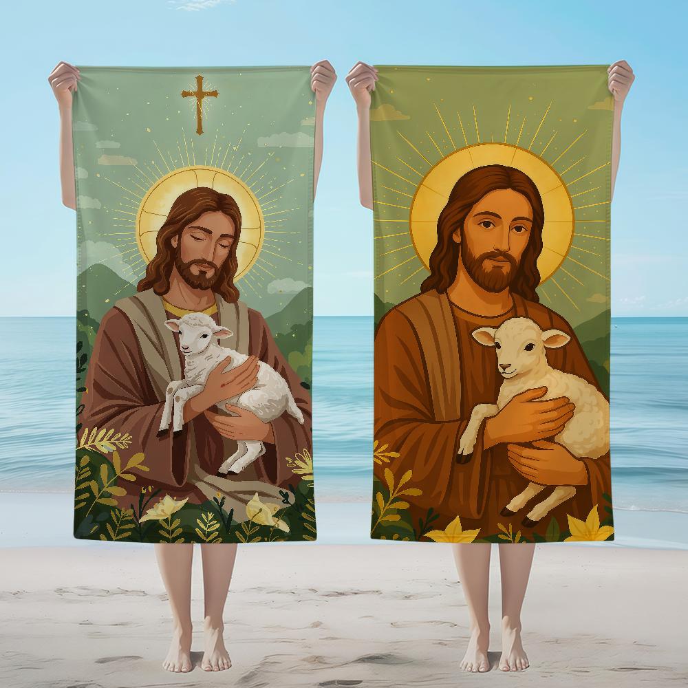 Christus Handdoek Textiel Lam Badjas Jezus Strand Sneldrogend Herder Lichtgewicht Draagbaar Kamperen Zwembad Reizen
