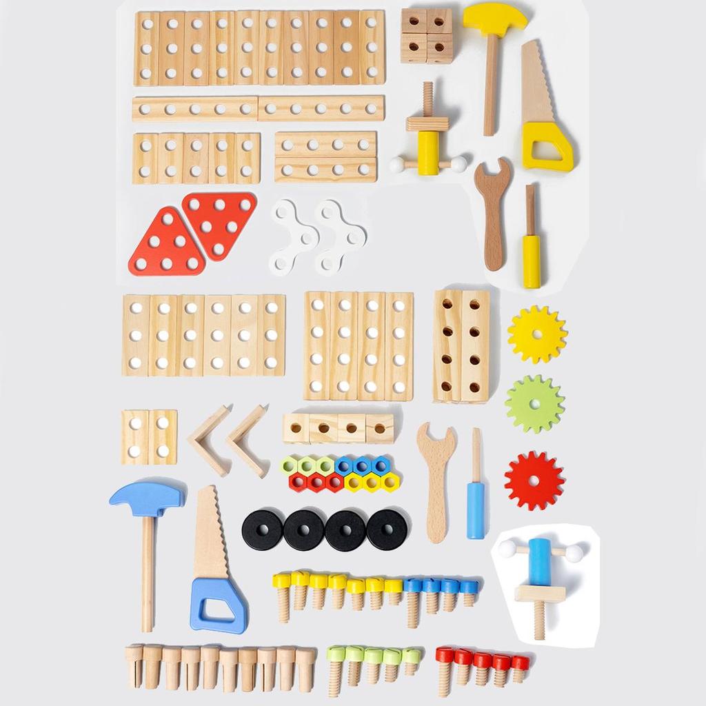 BABIBO Wooden Simulation Disassembly Nut Maintenance Tool Table Suit/children's Play Wooden Tool Table Toy