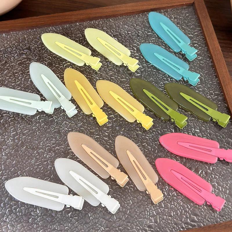 Fashion Jelly Color No Trace Hair Clip Frosted Duckbill Clip For Women Girls Traceless HairPins  Makeup Clip Barrettes Headdress