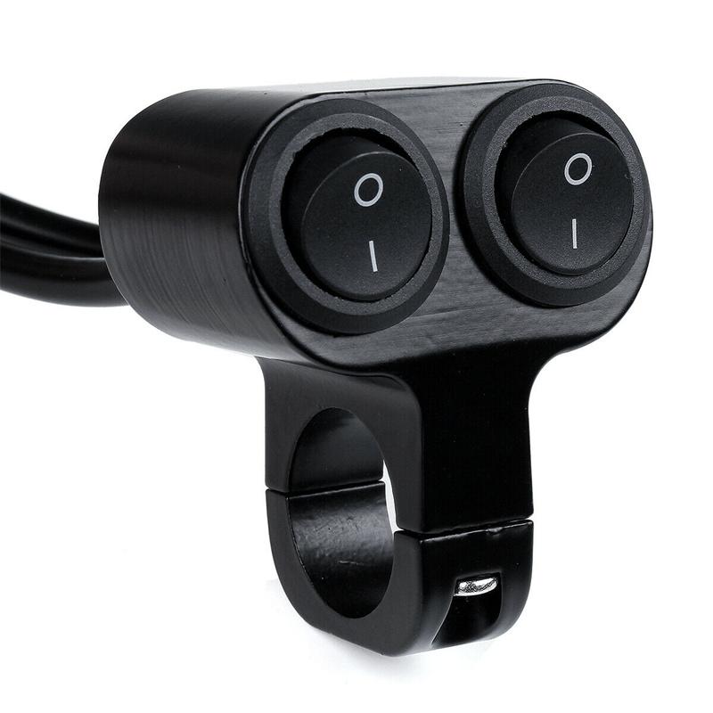Universal 7/8" 22mm Motorcycle Handlebar Dual Button Switch,Waterproof Aluminum Alloy 12V ON/OFF Control for LED Headlight,Fog Light,Spotlight