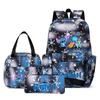 Stitch 3-teiliges Rucksack-Set für Jungen und Mädchen, Rucksack mit Campus-Cartoon-Print, Große Kapazität für Outdoor-Reisen