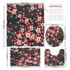 4pcs Plum Blossom Shower Curtain Set, Washable Polyester Bathroom Decor, Non-Slip Bath Mat, Toilet Lid Cover & U-Shaped Rug