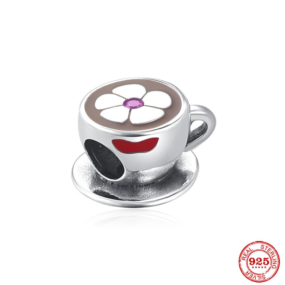 Brand New Copper Metal Coffee Cups & Coffee Machines Charm Bead Component Bead Components Compatible With Authentic Original Bracelet High Quality