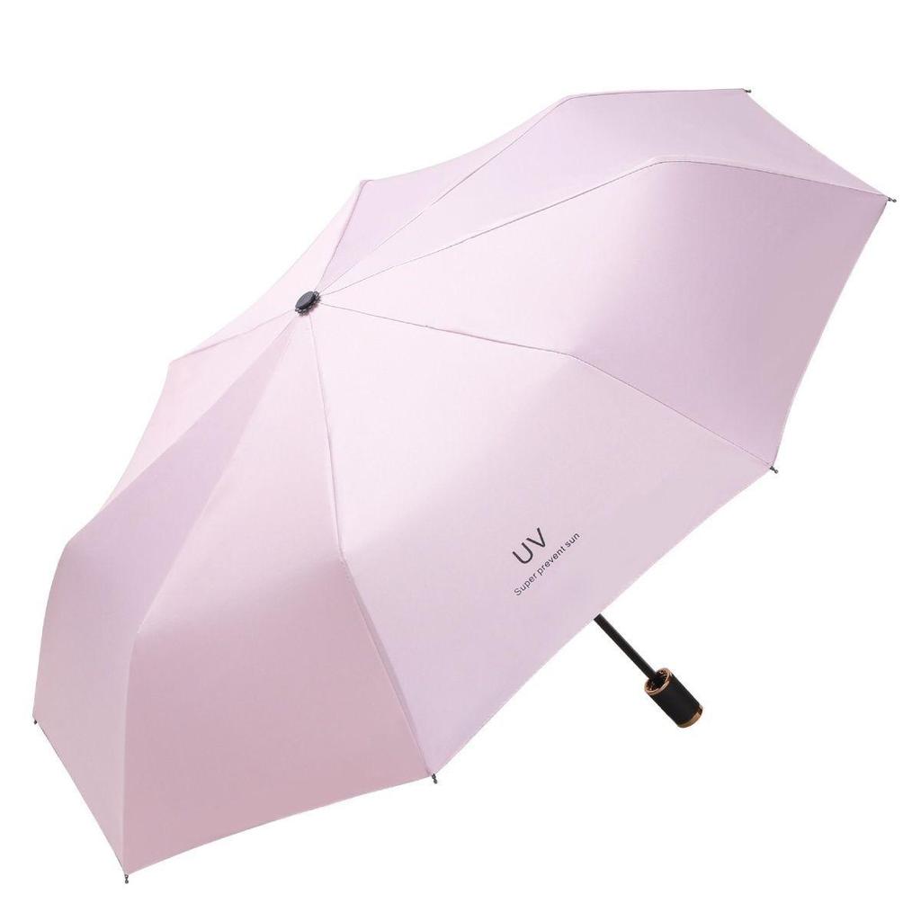 Black Vinyl UV Protection Automatic Three-Fold Rain Umbrella with Custom Logo