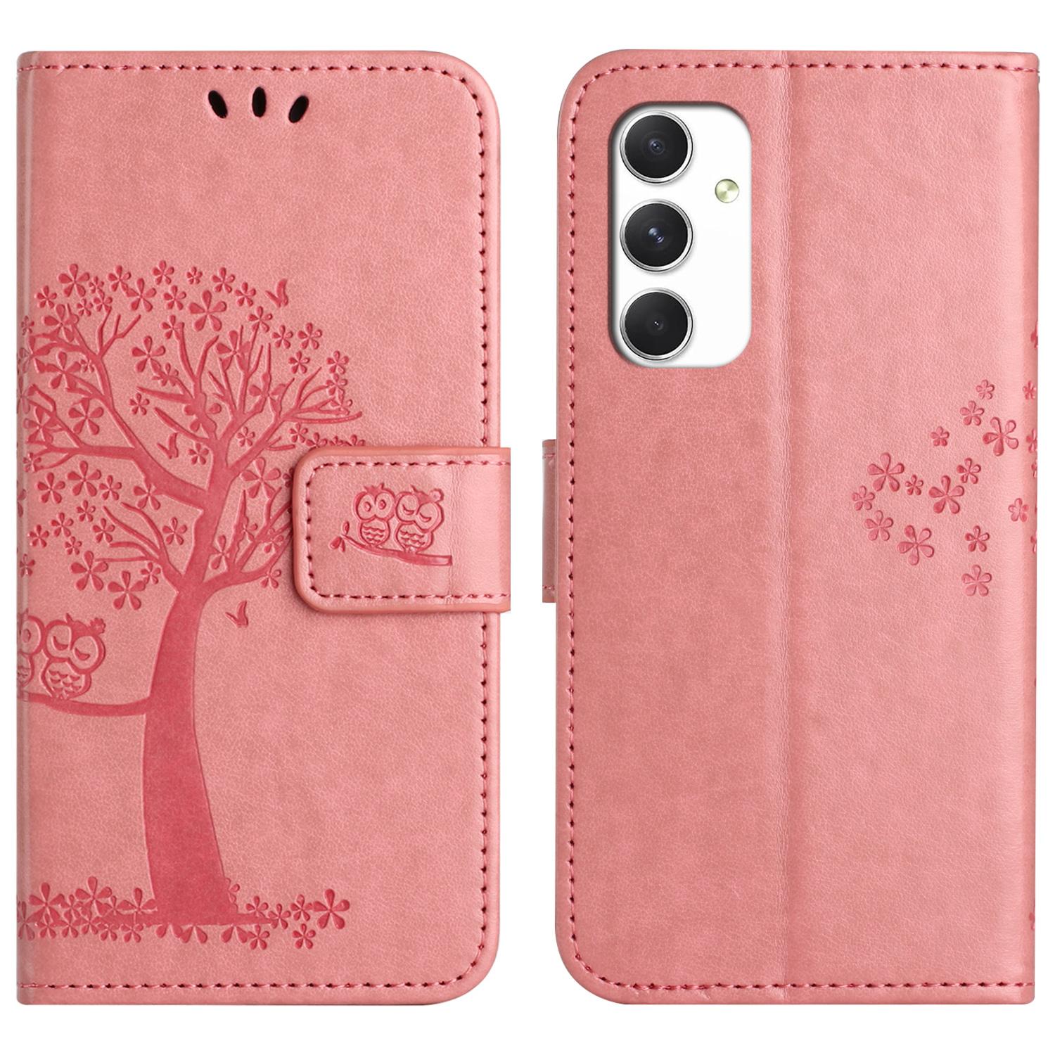 

For Samsung Galaxy A16 5G/A16 4G Case PU Leather Owl Tree Imprinted Wallet Phone Cover F
