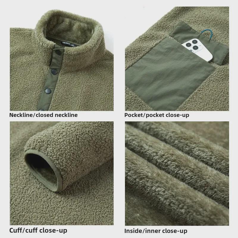 Pánská zimní outdoorová mikina pulovr z teddy fleecu 76J61