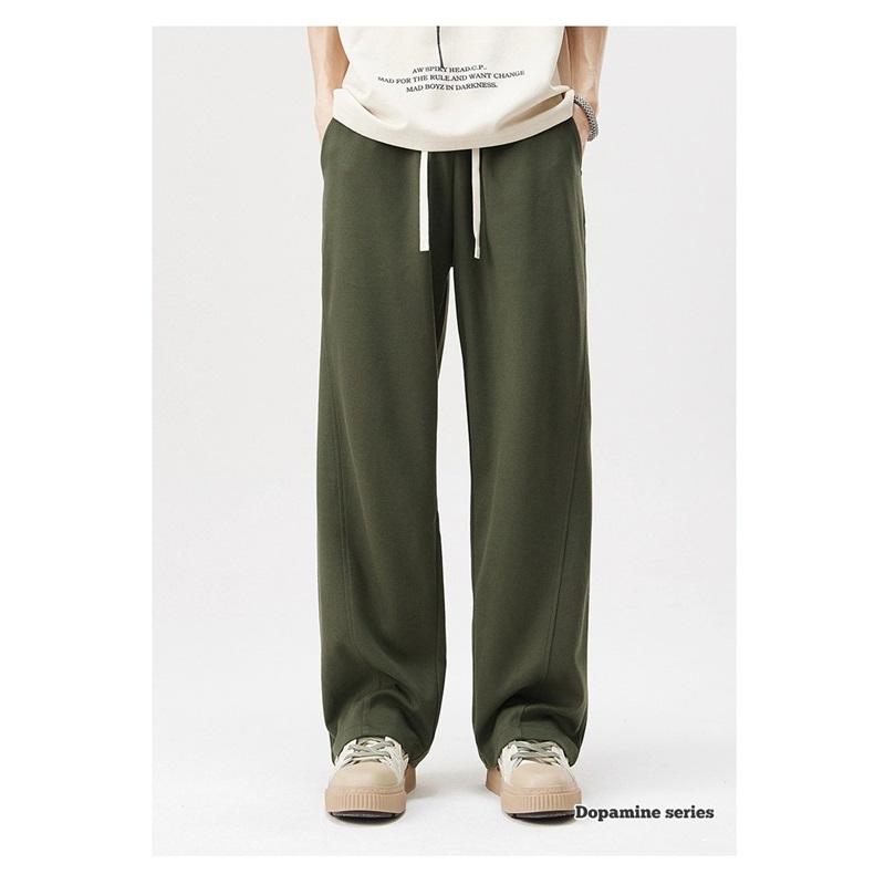 Letnie Nowy Styl Męskie Spodnie Bawełna Twill Szerokie Nogawki Drapowane Codzienne Przeszycia Jednolity Kolor Luźne Proste Codzienne Spodnie