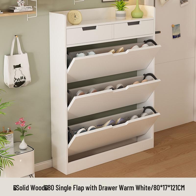 Zapatero Ultra Fino con Tapa abatible: Almacenamiento de Madera Moderno y Espacioso para Entrada o Balcón