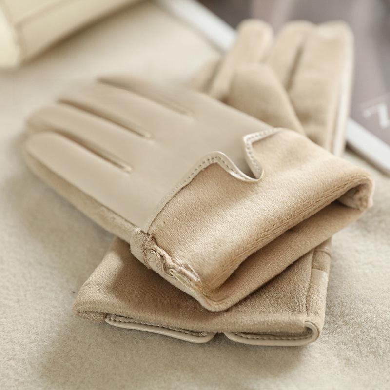 Gants d'hiver en daim pour femmes avec compatibilité écran tactile - Chauds, doublés de velours, idéaux pour les activités de plein air et la conduite.