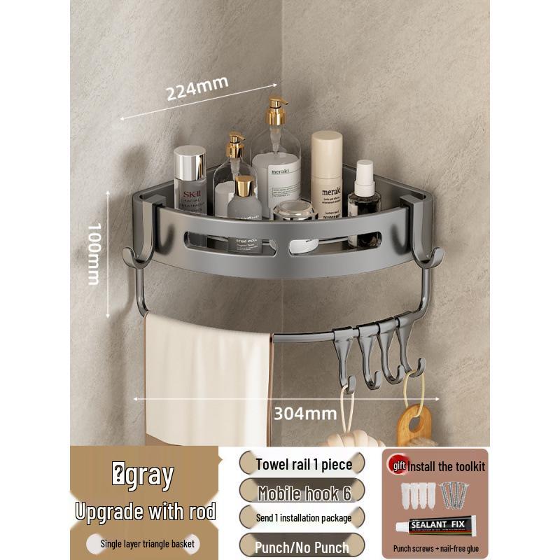 Punch-Free Wall-Mounted Bathroom Shower Corner Shelf