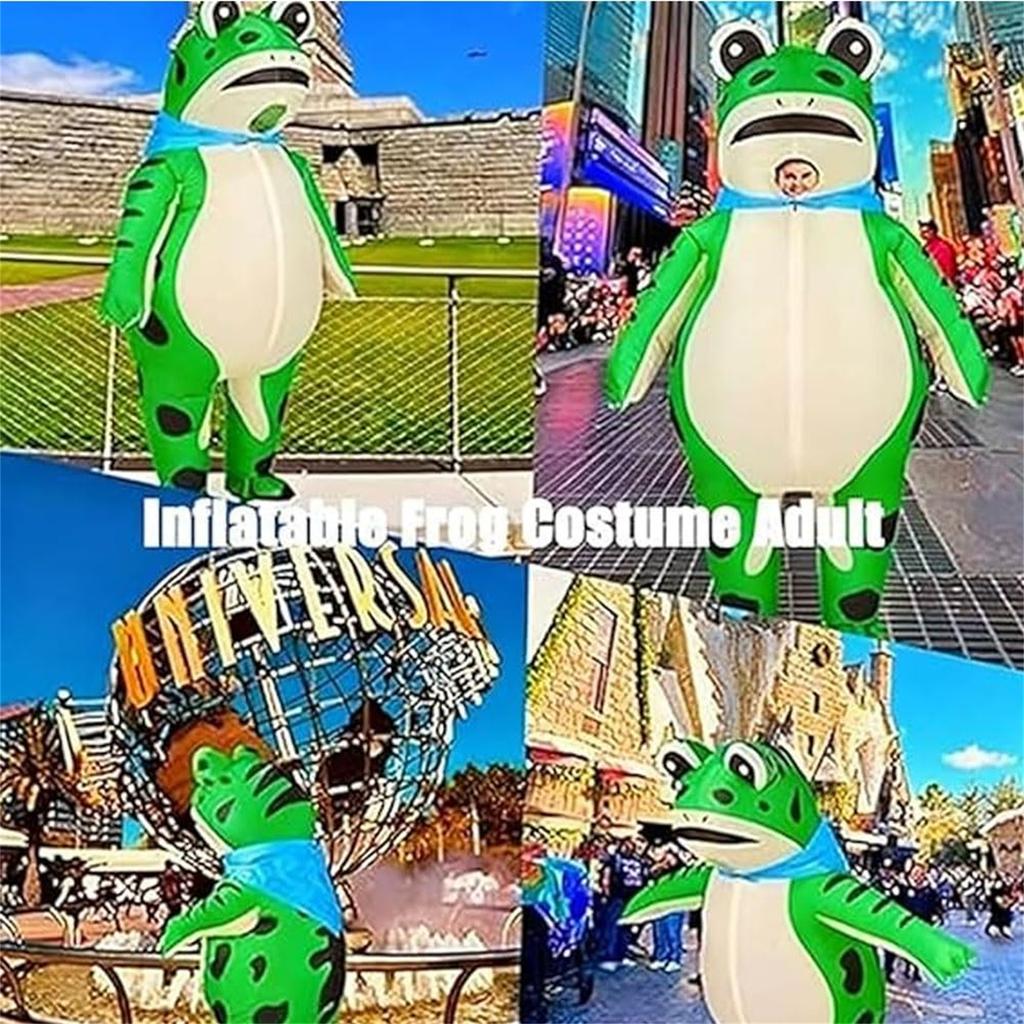 Funny Inflatable Frog Costume,Funny Full Body Inflatable Costume Adult/Child for Cosplay Party, Halloween Cartoon Frog Suit