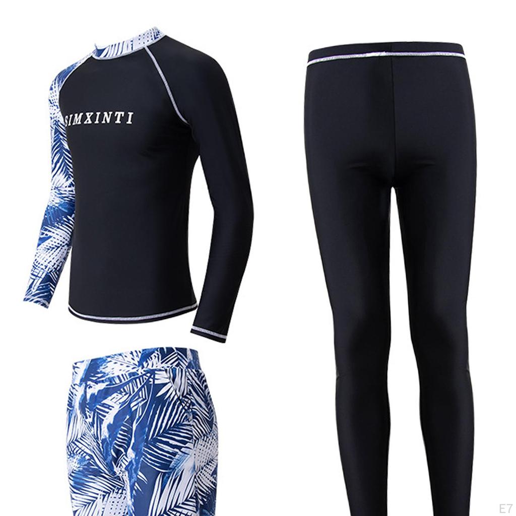 Men Long Sleeve Swimsuit Stretch Swim Trunks for Snorkeling Spearfishing Summer