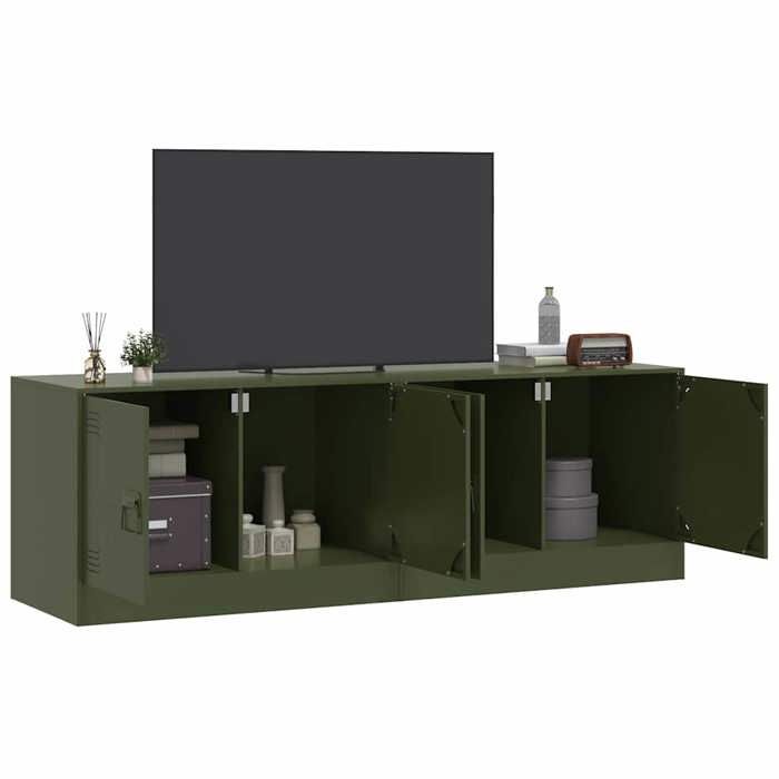 VidaXL Meubles TV 2 pcs vert olive 67x39x44 cm acier, banc TV, meuble télé, meuble multimédia, buffet TV, meuble hifi, 841640