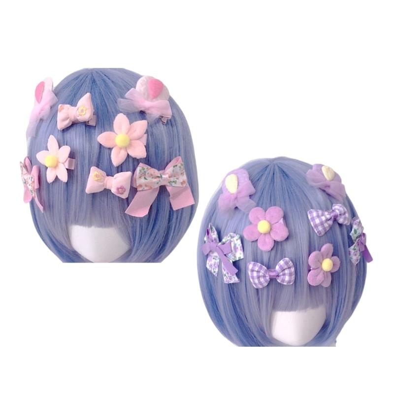 Casual Barrettes Hair Clip Flower Sweet Colorful Flat Clip Hairpin Colorful Bowknot 2000s Hair Clip for Bunches