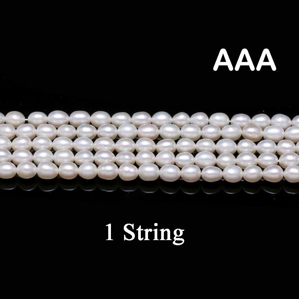 1String, Handmade Rice Beads, 4-5mm White Natural Shell Mother of Pearl Beads for Jewelry Making DIY Supplies, Wedding Birthday Gift Crafts 36cm