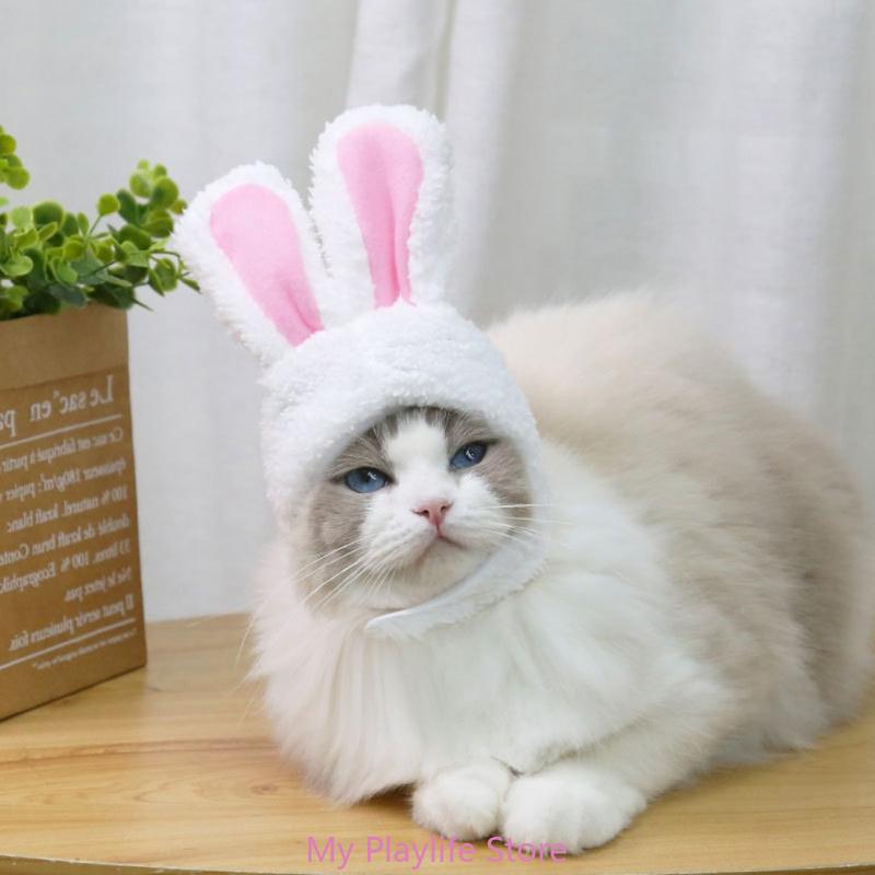 Funny Pet Dog Costume Warm Rabbit Hat New Year Party Christmas Cosplay Accessories Photo Props Headwear