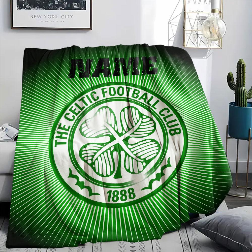 Custom Name,Celtic Football Club Printed Flannel Blanket, soft throw for bedroom sofa, washable, Christmas present, great gift.