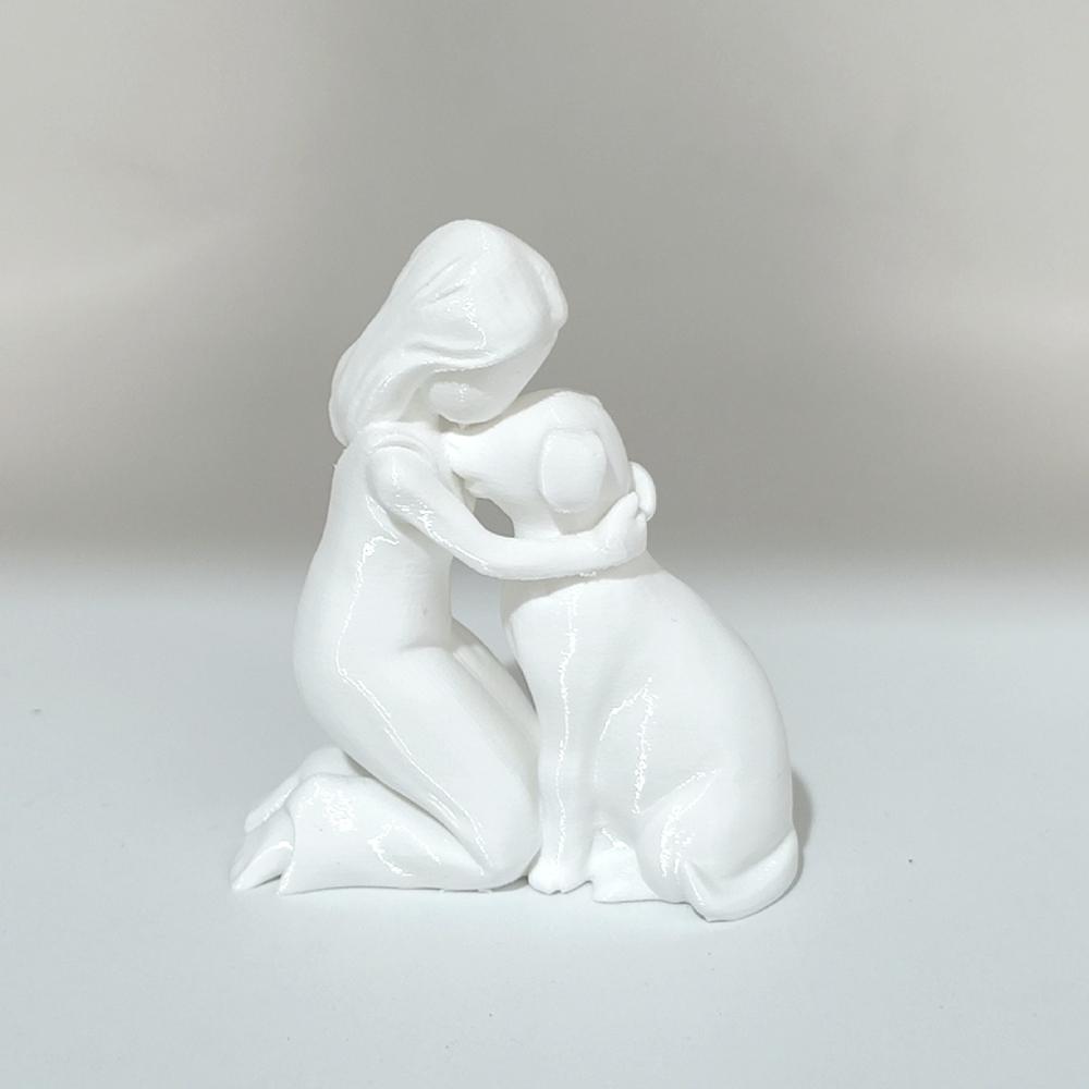 Friendship Sculpture of A Little Girl and A Little Dog, Suitable for Home and Office, Study/bookshelf, Foyer Decoration белый