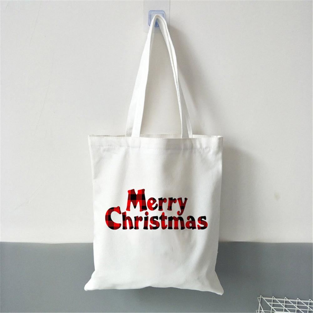 

Merry Christmas Women Canvas Shopping Bag Gift Christmas Tree Shopper Bag Handbag Eco Tote Bag Fashion Female Shoulder Bag 24*26cm