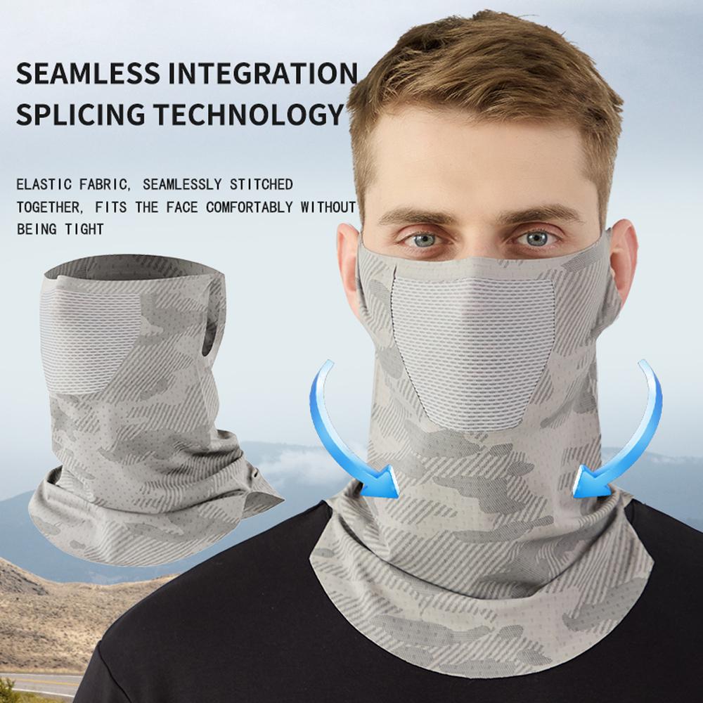 Solskydd Ansiktsmask Andningsbar Nät Halsduk Mask Scarf Isilke Utomhusmask Körning Cykling Elastisk Hängande Öronmask