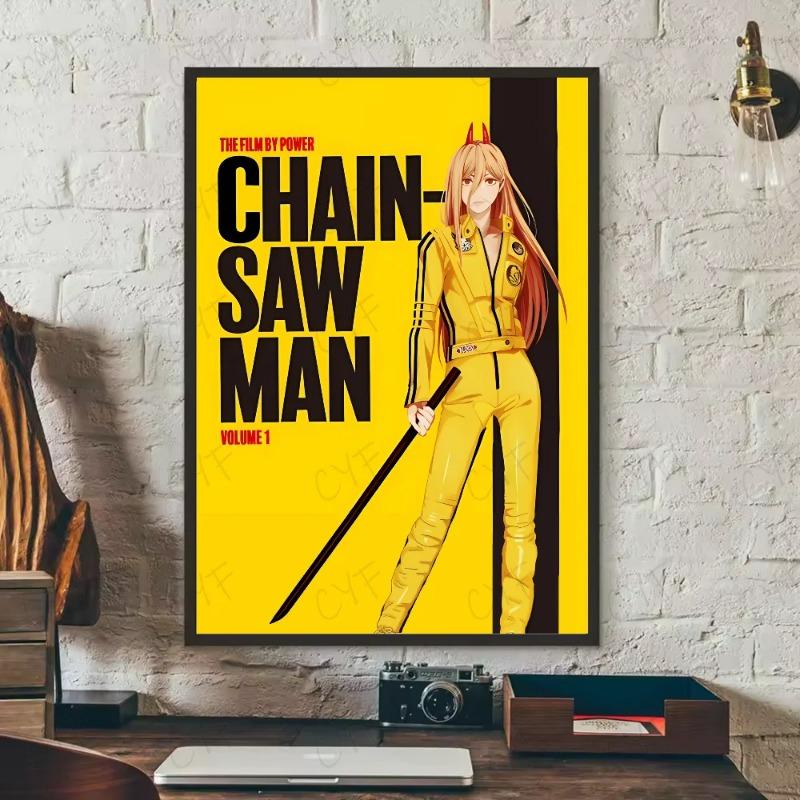 Chainsaw Man Anime Poster HD Art Sticky Wall Waterproof Home Living Room Bedroom Bar Aesthetic Decoration