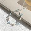 Irregular Aquamarine and Freshwater Pearl S925 Sterling Silver Minimalist Necklace