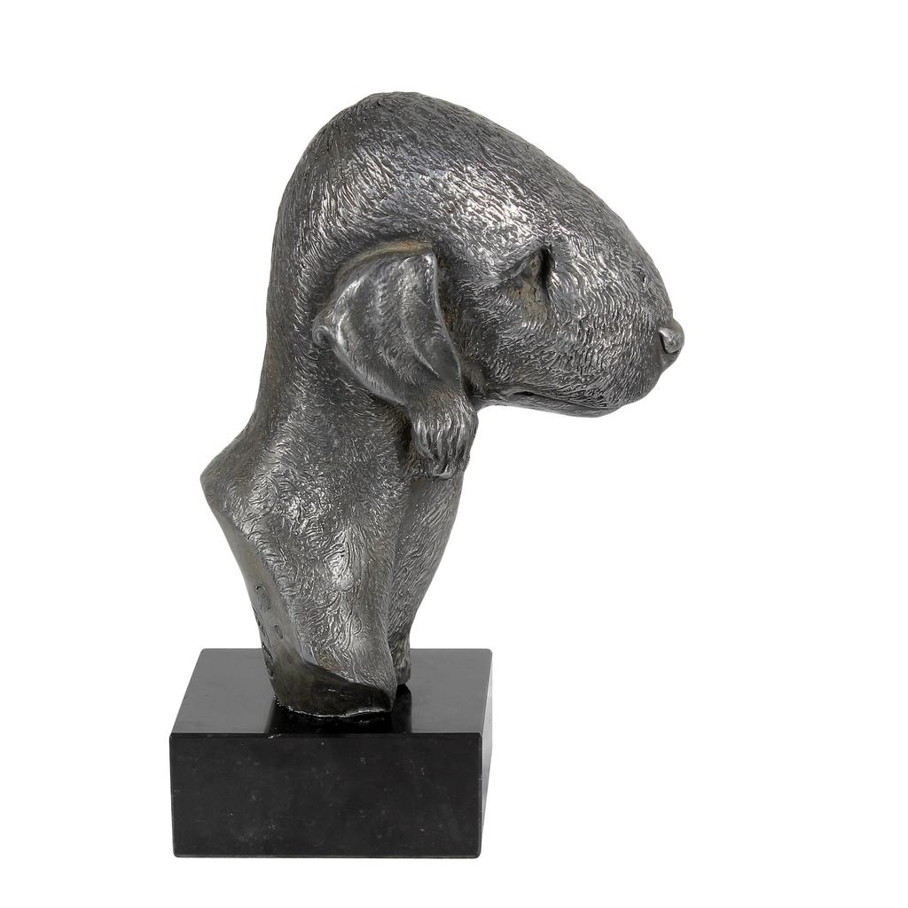 Bedlington Terrier, Rothbury Terrier, Rodbery Terrier - Figurine On Marble, Covered with Silver Metal, Handmade, Brand Art-Dog