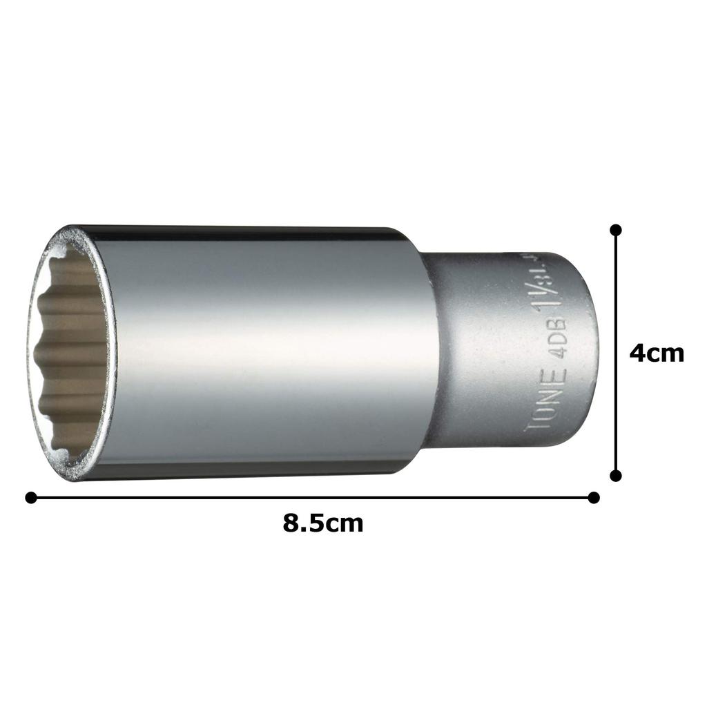 TONE Deep Socket 1 inch across (12-point) 4DB-36L, 12.7mm (1/2") drive, 1/8 flats.