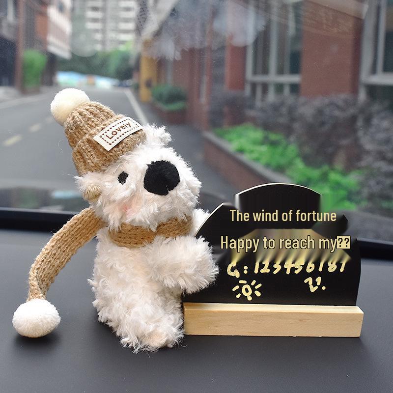 West Highland Dog Plush Car Parking Number Plate & Blackboard Ornament
