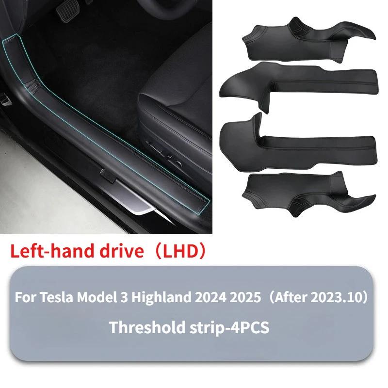 For Tesla Model 3 Highland Model Y Juniper PU Front Rear Door Sill Protection Strip Seat Anti-kick Pad Corner Guard Accessories