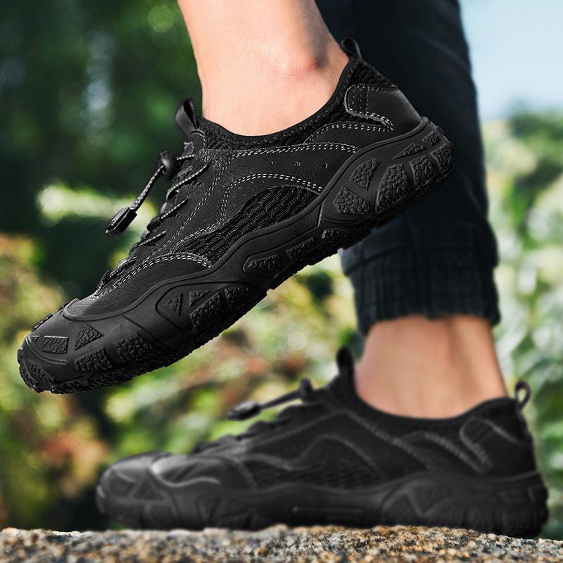 Men's Leather Sandals Summer New Pump Beach Shoes Breathable Casual Driving Shoes Soft Bottom Non-Slip Leather Sandals