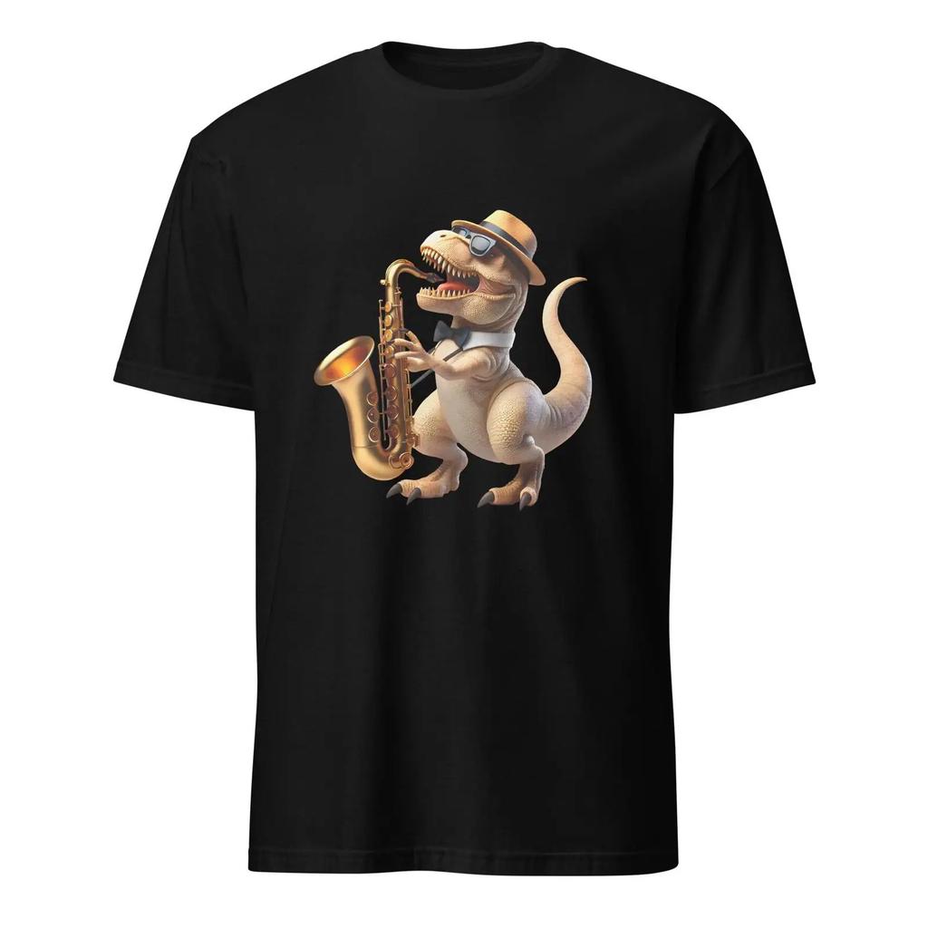 Bari Sax Dinosaur T Shirt Funny Baritone Musician Prehistoric Saxophone vintage Washed Breathable graphic Top For Everyday Wear