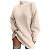 Women's Fashion Casual Knitting Solid Color Long Sleeve Turtleneck Sweater  Dress