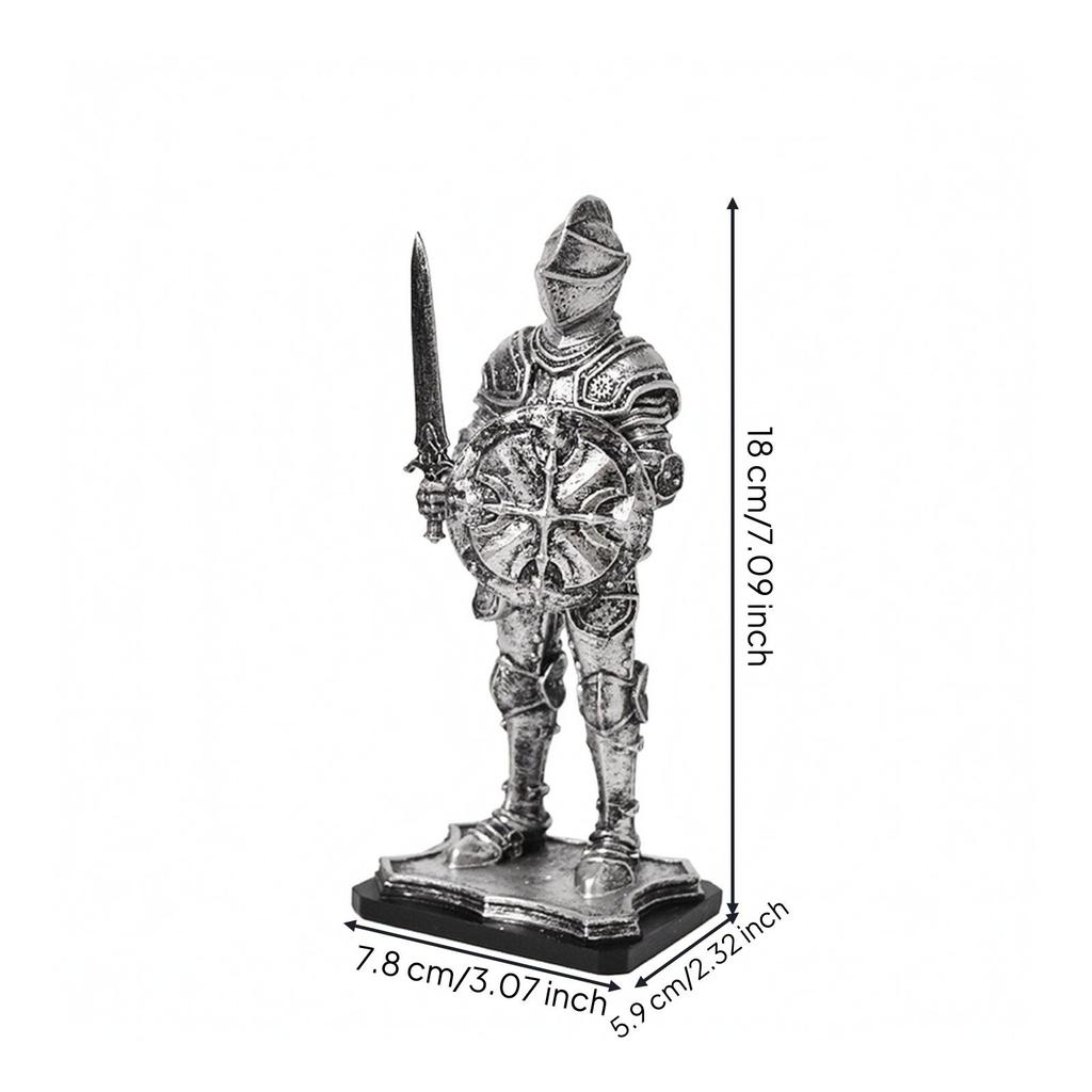 Metallic-LookLook Medieval Knight Figurine Nordic with Buckler