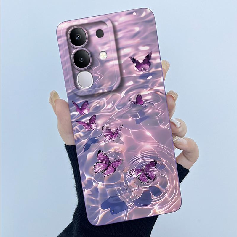 For Vivo Y29 4G Phone Case Fashion Simplicity Oil Painting Flower Soft Liquid Silicone Shell Back Cover For Vivo Y 29 4G Fundas