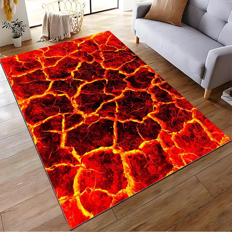 Flame Crack Pattern Rug, Fiery Style for Home Decor Suitable for use as an anti-slip game mat for living room and bedroom sofas