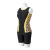 Gym Separates Soft and Elastic N2JGA845 Women's Swimsuit, (Zippered), Lightweight, Sewn-in Cups, Hem, Black/Yellow,