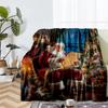Christmas Santa Claus Theme Printed Blanket - Perfect for Couch, Bed, Travel & Outdoor Use | Machine Washable, Cozy & Durable.