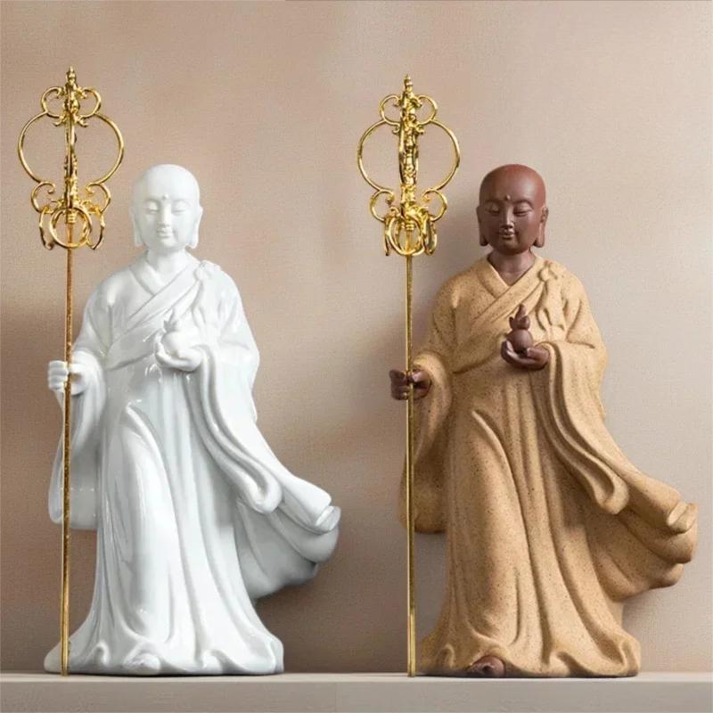 Ceramic Ksitigarbha King Bodhisattva Buddha Figure Statue Porcelain Art Sculpture High-end Home Office Fortune Feng Shui Statue