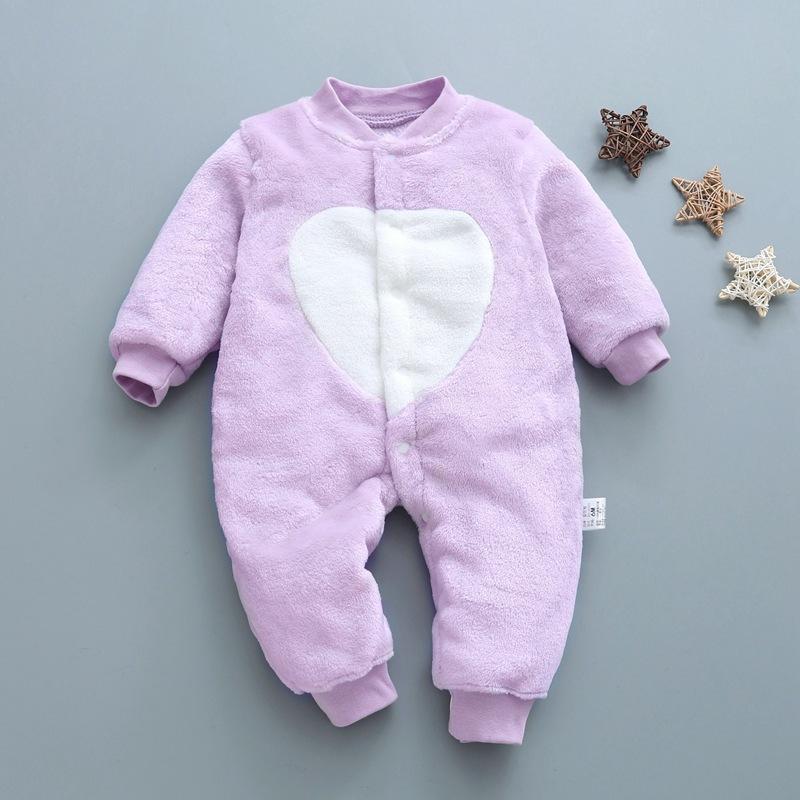 Baby Flannel One Piece Pajamas Newborn Autumn and Winter Plush Home Clothes Infant Bodysuit