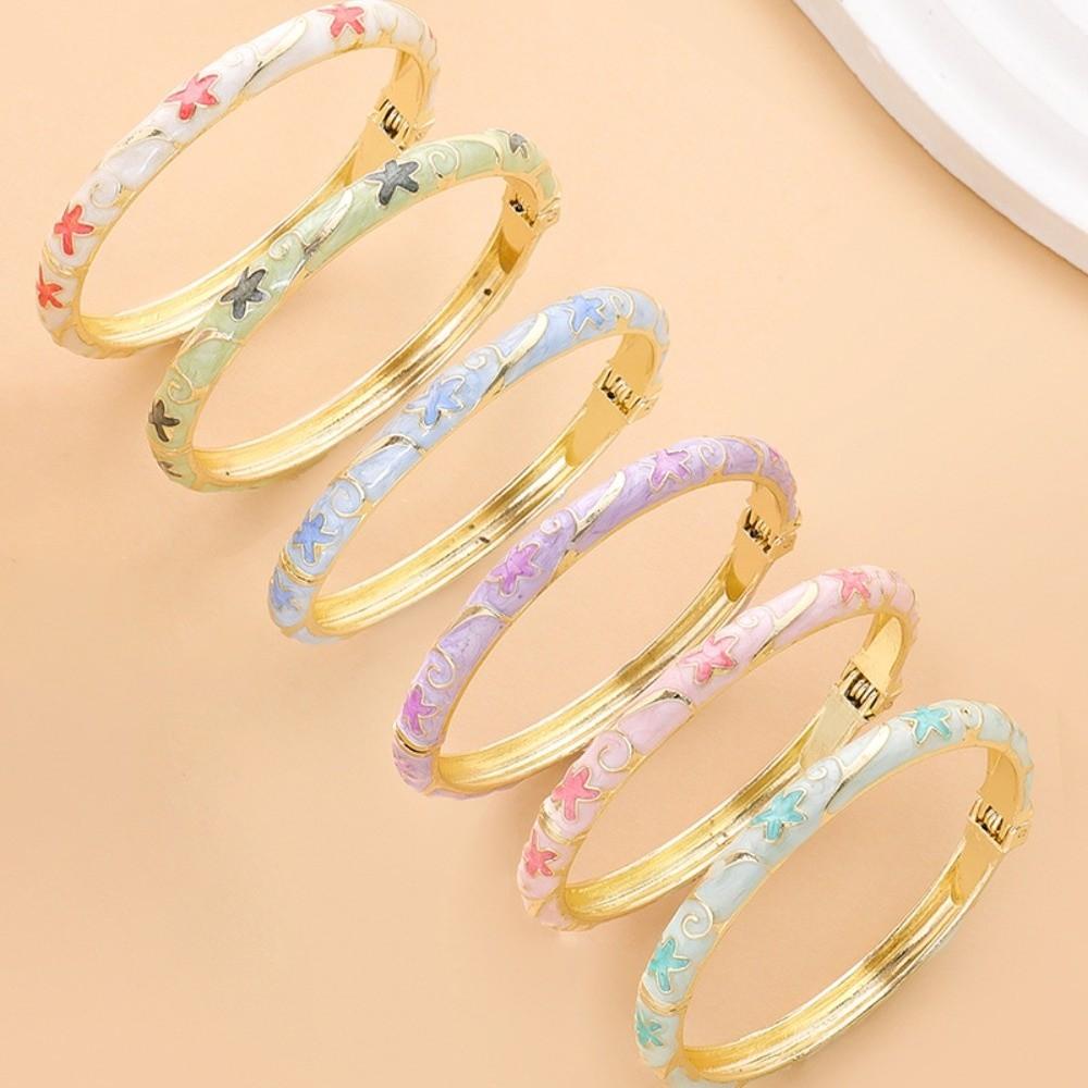 Colourful Floral Cloisonne Bracelet Gold Color Cloisonne Bangle Retro Enamel Bracelet Women