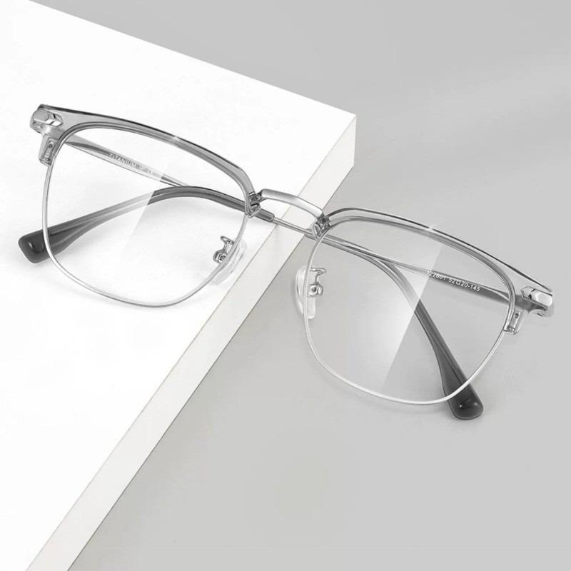 Korean Square Metal Frame Glasses for Women Men Anti-Blue Light Eyewear Unisex Outdoor Street Eyeglasses