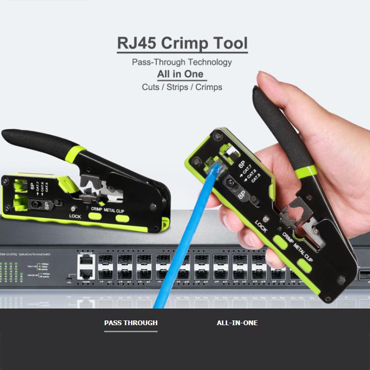 Multifunctional 6P 8P Wire Cable Crimper Stripper Cutter Pliers Network Cat5e Cat6 Cat7 Rj45 Pass EZ Crimping Tool Novelty Gift