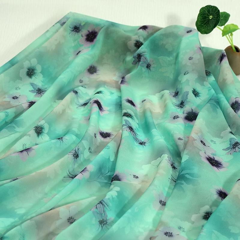 100x150cm 30D Printed Chiffon Ink Chinese Style Fabric Transparent for Sewing Skirt Gauze Scarf Clothing Fabric