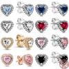 925 Sterling Silver Various Colors Classic Shiny Heart-shaped Earrings Exquisite Light Luxury Charm Jewelry 2025