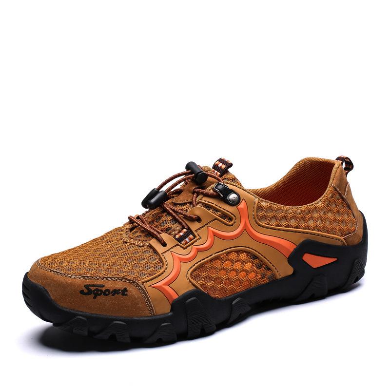 Spring and Summer Leather Large Size Breathable Rubber Outsole Outdoor Hiking Shoes Hiking Shoes Travel Shoes Batch