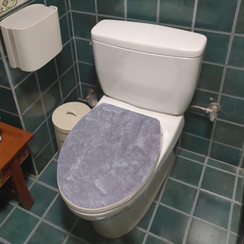 Toilet Seat Cover Ultra Plush Elastic Band Non-Slip Solid Color Toilet Lid Cover Comfortable Washable Bathroom Toilet Accessory